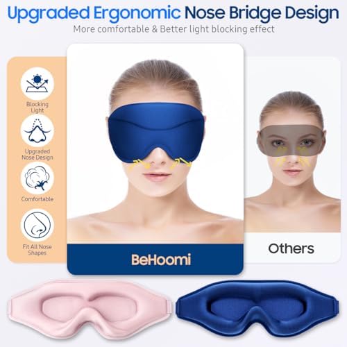 BeHoomi Sleep Mask, 2 Packs Premium Eye Mask - Image 2