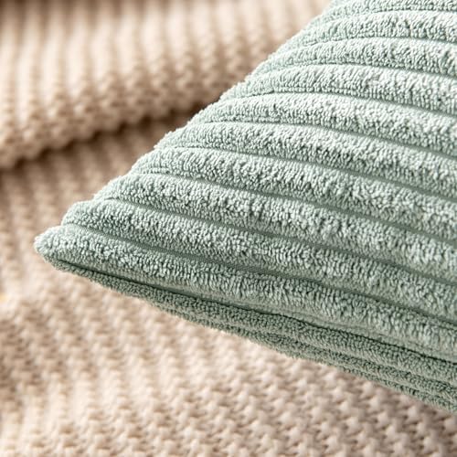 MIULEE Soft Corduroy Throw Pillow Covers Set of 2 20x20 Greyish Green - Image 2