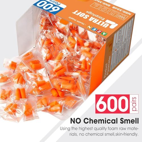 AZEN 600 Pairs Ear Plugs, NRR 32dB Soft Foam Ear Plugs - Image 6