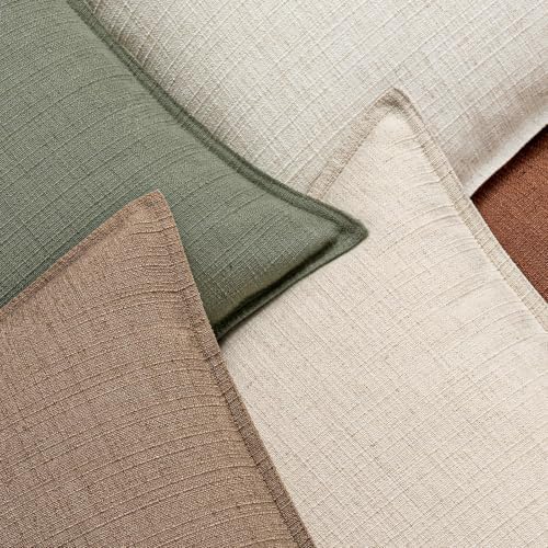 MIULEE Thick Textured Euro Sham Throw Pillow Covers 24x24 in Natural Beige - Image 3