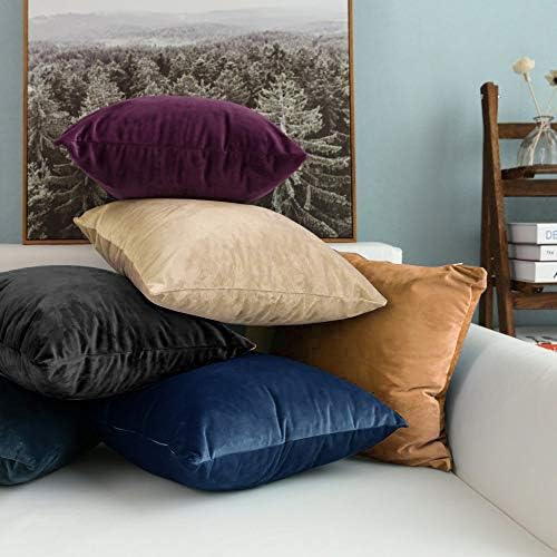 NTBAY Velvet Throw Pillow Covers, 18 x 18, Charcoal Grey - Image 5