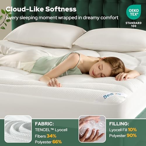 BEDLORE Twin Mattress Topper, Soft Tencel™ Blend Pillow Top Mattress Pad - Image 2