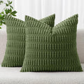 MIULEE Corduroy Decorative Throw Pillow Covers 18x18 Moss Green Pack of 2 by MIULEE