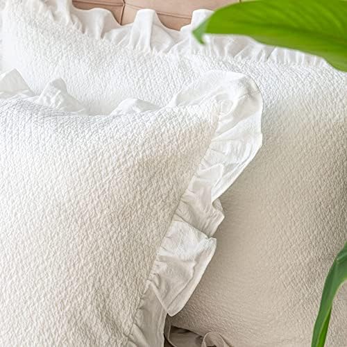 GLORY SEASON Pillow Shams Set of 2 Pure Cotton Champray Ruffled Edge, Thick and - Image 3
