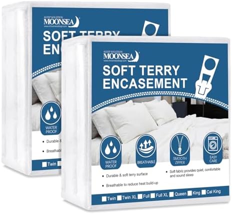 Queen Mattress Protector Zippered, Soft Terry Surface Mattress Encasement by Moonsea