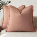Foindtower Decorative Linen Fringe Throw Pillow Covers 22×22 Coral Pink by Foindtower