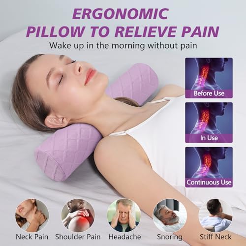 Cozyhealth 3.1" H Small Cervical Roll Pillow, Medium Soft Memory Foam Neck - Image 3