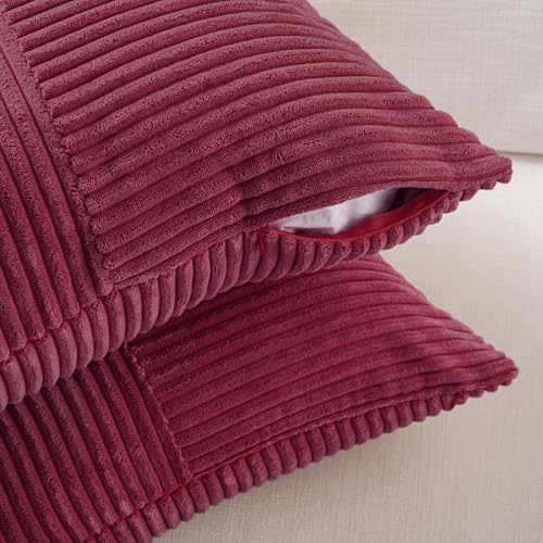 Fancy Homi 2 Packs Burgundy Red Decorative Throw Pillow Covers 16x16 Inch - Image 4