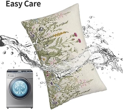 AEIOAE Sage Green Pillow Covers 12x20 Inch Set of 2, Spring Wildflower Plant - Image 4