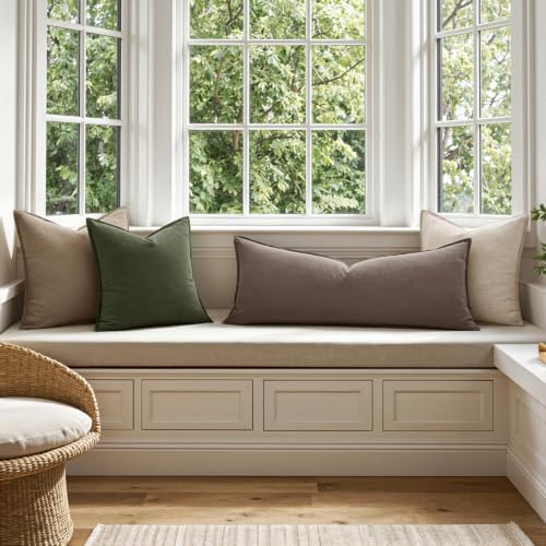 MIULEE Decorative Linen Lumbar Pillow Cover 14x36 Inch Malt Ball - Image 5