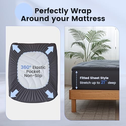 Waterproof Mattress Pad Twin XL, Quilted Fitted Twin XL Mattress Protector - Image 6