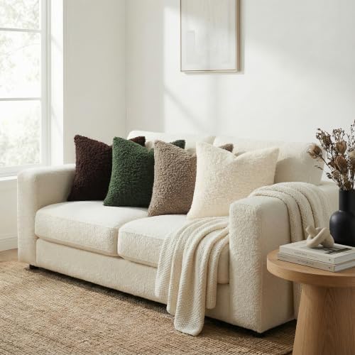 decorUhome Sherpa Throw Pillow Covers 12x20 Set of 2 Neutral Cream - Image 3