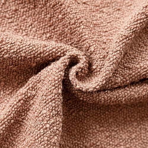Foindtower Textured Boucle Throw Pillow Covers 24x24 Dusty Orange Hazel - Image 3