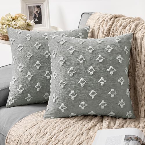 MIULEE Set of 2 Decorative Throw Pillow Covers Rhombic Jacquard Pillowcase Soft by MIULEE