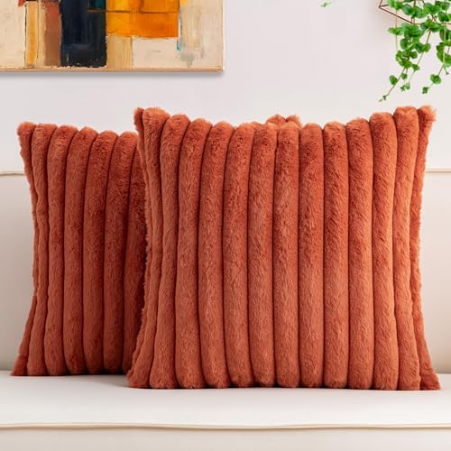 Aegero Pack of 2 Faux Fur Christmas Throw Pillow Covers 20x20 Inch by Unknown