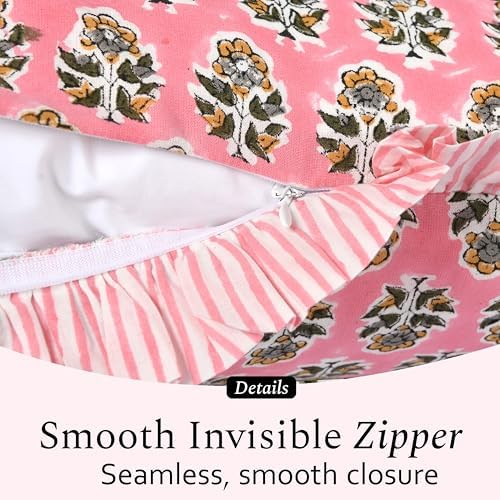 CPC Poppy Pink Ruffle Throw Pillow Covers - Image 3