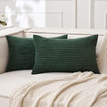 MIULEE Lumbar Corduroy Throw Pillow Covers Set of 2 12x20 Army Green by MIULEE