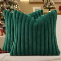 decorUhome Fall Faux Fur Throw Pillow Covers 18x18 Set of 2 Christmas Green by decorUhome