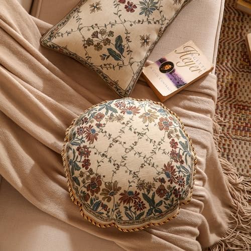 patdrea French Vintage Linen Throw Pillow Cover, Diameter 16"-Audrey B - Image 5