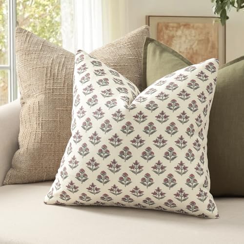 YCOLL Farmhouse Floral Pillow Covers 18x18 Set of 2, Rustic Country Decorative - Image 2