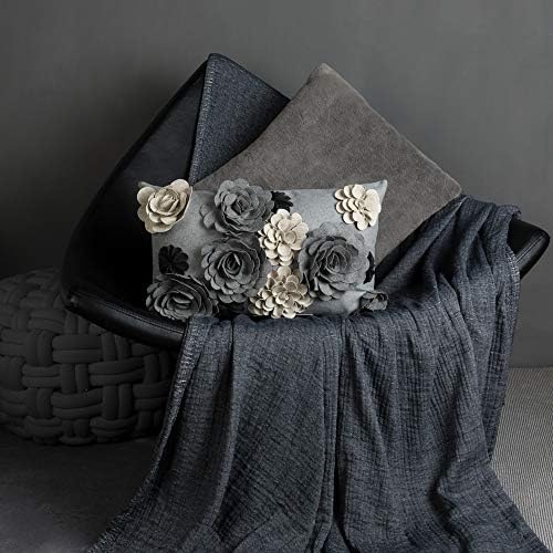KINGROSE Vintage 3D Flower Lumbar Throw Pillow Cover, 12X20 Inch - Image 6