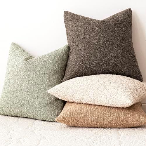 Foindtower Decorative Textured Boucle Throw Pillow Covers 20x20 Dusty Green - Image 6