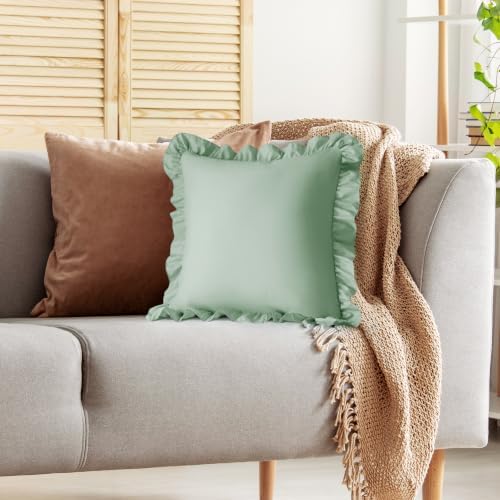KKJIAF 2 Pack Ruffle Pillow Cases 18x18 Inches, Sage Green - Image 5