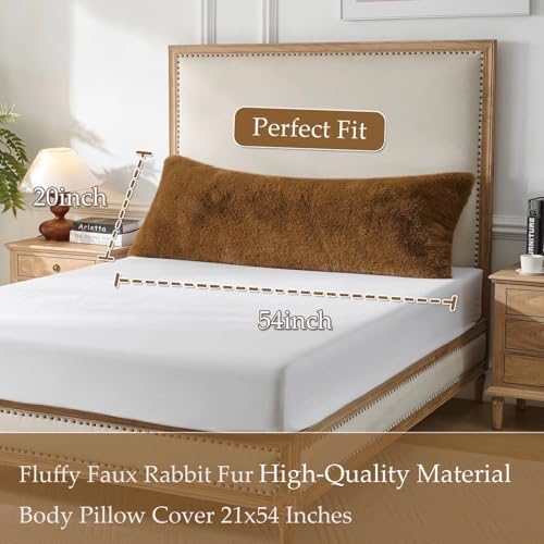 20x54 inch Luxury Fluffy Body Pillow Cover, Shaggy Furry Body Pillowcase - Image 2