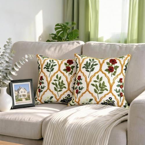 Alysheer Floral Decorative Embroidered Throw Pillow Cover 18"x18" - Image 2