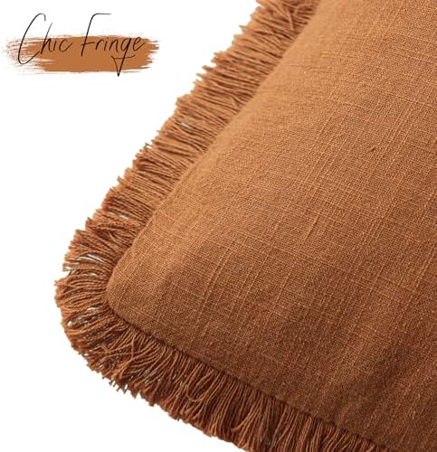Foindtower Decorative Linen Fringe Throw Pillow Covers 26×26 Inch - Image 3
