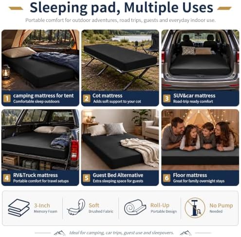 CYMULA Memory Foam Camping Mattress Pad, Sleeping Pad - Image 6