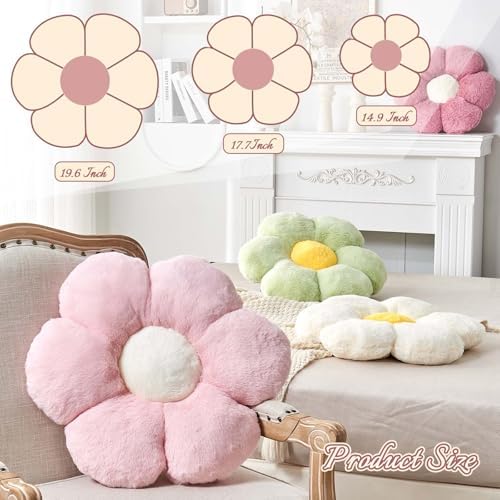 Kcvvcr Beige Flower Pillow, Cute Decorative Flower Shaped Throw Pillow - Image 2