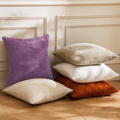 a moment Purple Chenille Throw Pillow Covers 16x16 Inch Pack of 2 Modern - Image 5