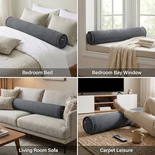 Corduroy Body Pillow for Side Sleepers, Cozy Cylinder Bolster Pillow for - Image 6