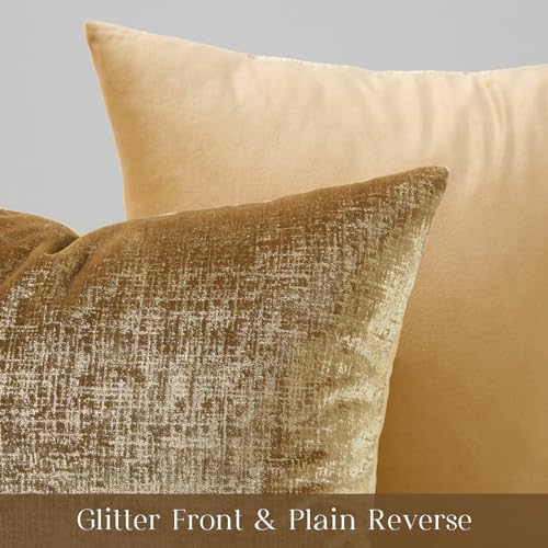 Phantoscope Pack of 2 Sparkling Velvet Decorative Solid Throw Decorative Pillow - Image 2