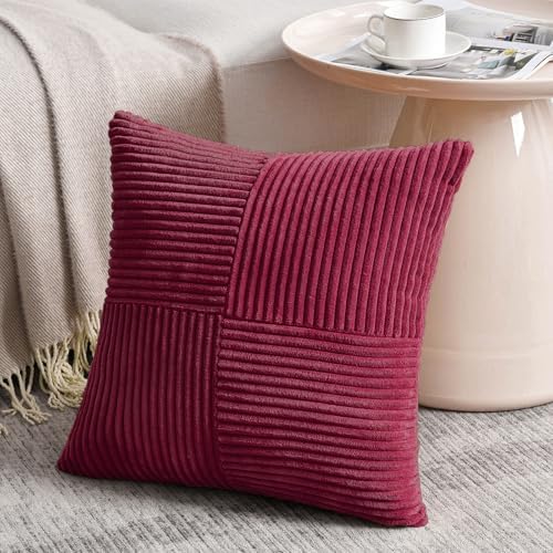 Fancy Homi 2 Packs Burgundy Big Decorative Throw Pillow Covers 24x24 Inch - Image 2