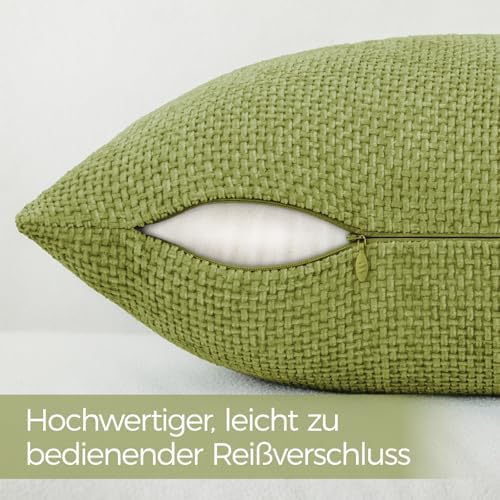 a moment Forest Green Chenille Throw Pillow Covers 12x20 Inch Pack of 2 Modern - Image 3