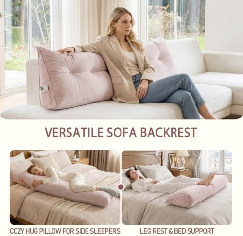 Wedge Headboard Pillow for Back Support, Removable Cover - Image 6
