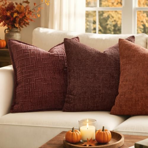 MIULEE Textured Decorative Fall Throw Pillow Covers Terracotta 20x20 - Image 2
