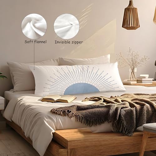 Boho Baby Blue Sun Sunshine 20x54 Body Pillow Cover Case, Mid Century Modern - Image 3