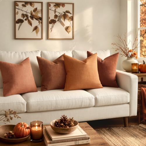 MIULEE Pack of 2 Decorative Linen Burlap Textured Pillow Covers Fall Farmhouse - Image 5