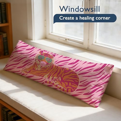 Pink and Orange Tiger 20x54 Body Pillow Cover, Gifts - Image 3