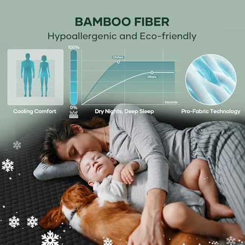 OhGeni 100% Waterproof King Size-Black Mattress Protector, Soft Mattress Pad - Image 5