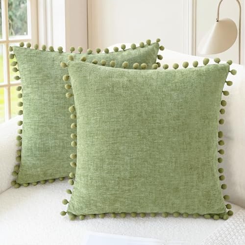 CaliTime Decorative Couch Throw Pillow Covers 18 X 18 Inches Sage by CaliTime