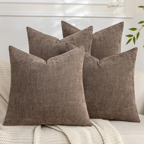 Set of 4 Soft Textured Decorative Throw Pillow Covers 18x18 Inch Cozy Farmhouse by Cozoomy