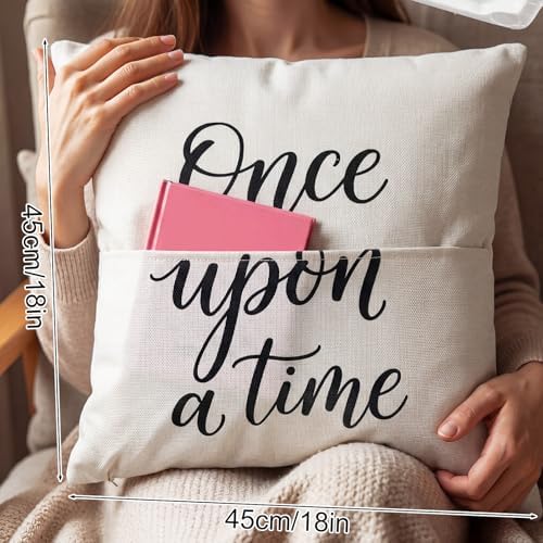 18 x 18 Inch Reading Pocket Pillow Once Upon a Time Pillow Classroom Cozy - Image 3