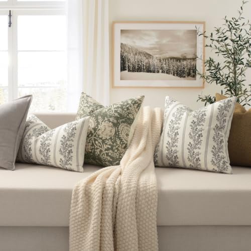 Vintage Throw Pillow Covers 12x20 Set of 2, Striped Floral Pillow Cover - Image 4