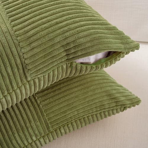 Fancy Homi 2 Packs Moss Green Lumbar Decorative Throw Pillow Covers 12x20 Inch - Image 3