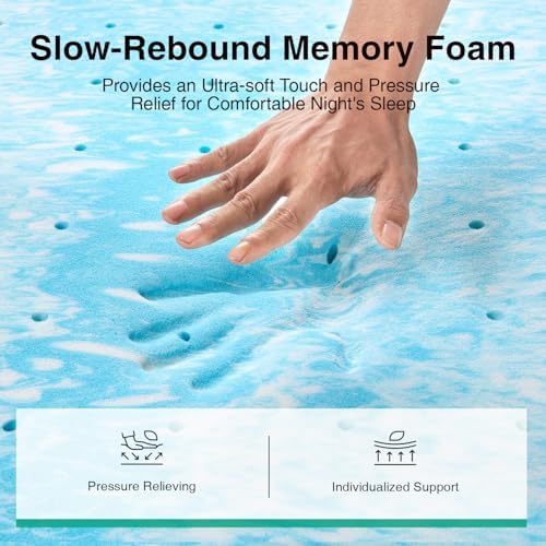 Novilla 3 Inch Dual Layer Cooling Gel Memory Foam Mattress Topper Twin Size - Image 3