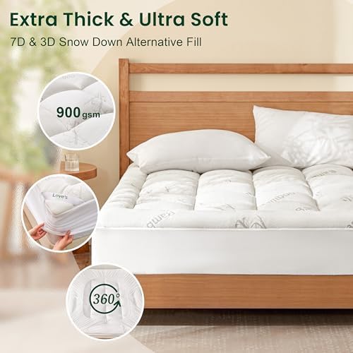 Love's cabin Full Size Mattress Topper Viscose Derived from Bamboo, Thick - Image 2